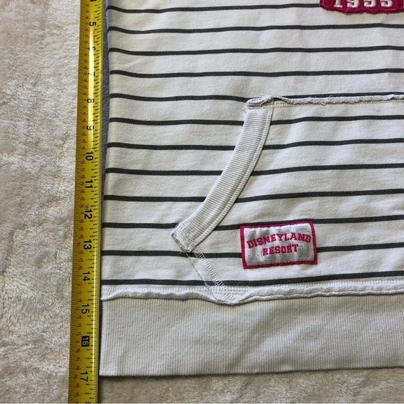 DISNEYLAND Resort White & Grey Striped Pullover Hoodie Size Med - Picture 10 of 11